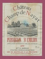 BO15 label BORDEAUX POUGUIN ST-EMILION 1979 CHÂTEAU CHAMP DE NAYAT