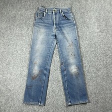 VINTAGE Lee Riders 60s 70s Straight Leg Talon Men's Jeans Size 27x28 Paint Splat