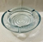 EUC Vintage Blenko Glass Ashtray, Heavy Thick Clear Glass Circle Pattern 8"
