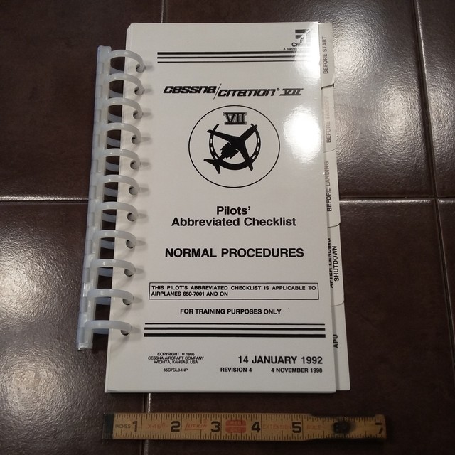 Cessna Citation VII Normal Procedures Pilot Checklist eBay