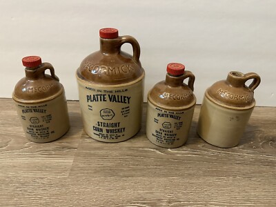 Lot Of 3 Platte Valley Corn Whiskey Jugs One Unmarked