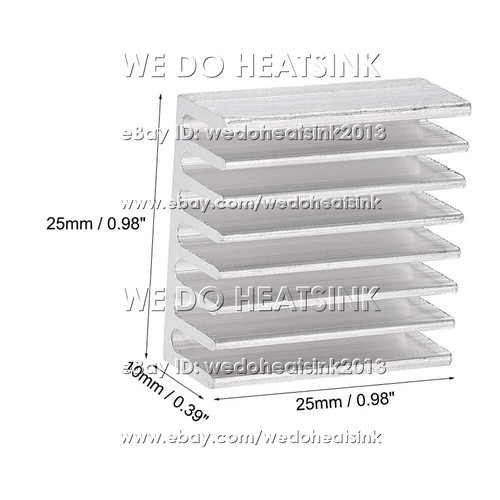 25x25x10mm With or Without Tape Silver Extruded Heatsink Cooler Radiator - Photo 4/9