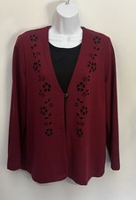 VTG ALFRED DUNNER Made In USA Cardigan Sweater Women M 90  s Y2K Shoulder Pad