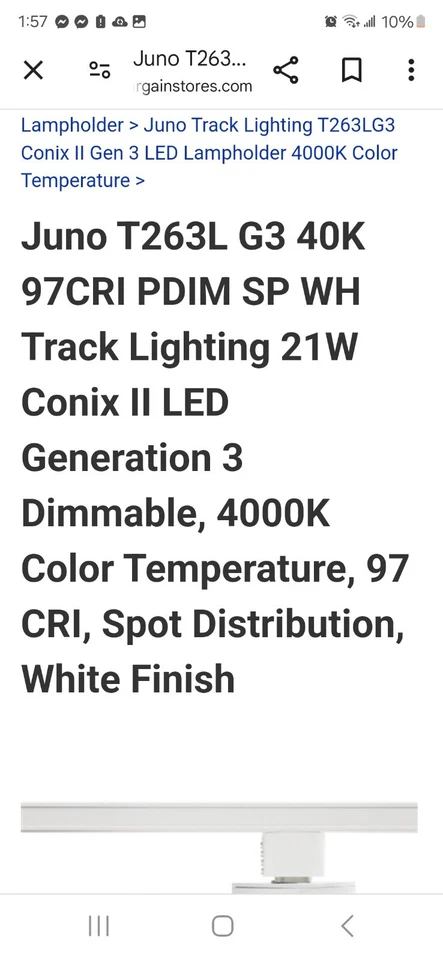 LUZ DE PISTA JUNO T263L G3 40K 80CRI PDIM NFL BL (NEGRO) Foto 2 de 4