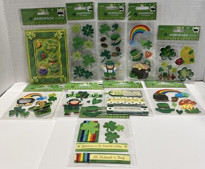 Handmade St. Patrick's 3D Stickers Lot of 10 Junk Journal