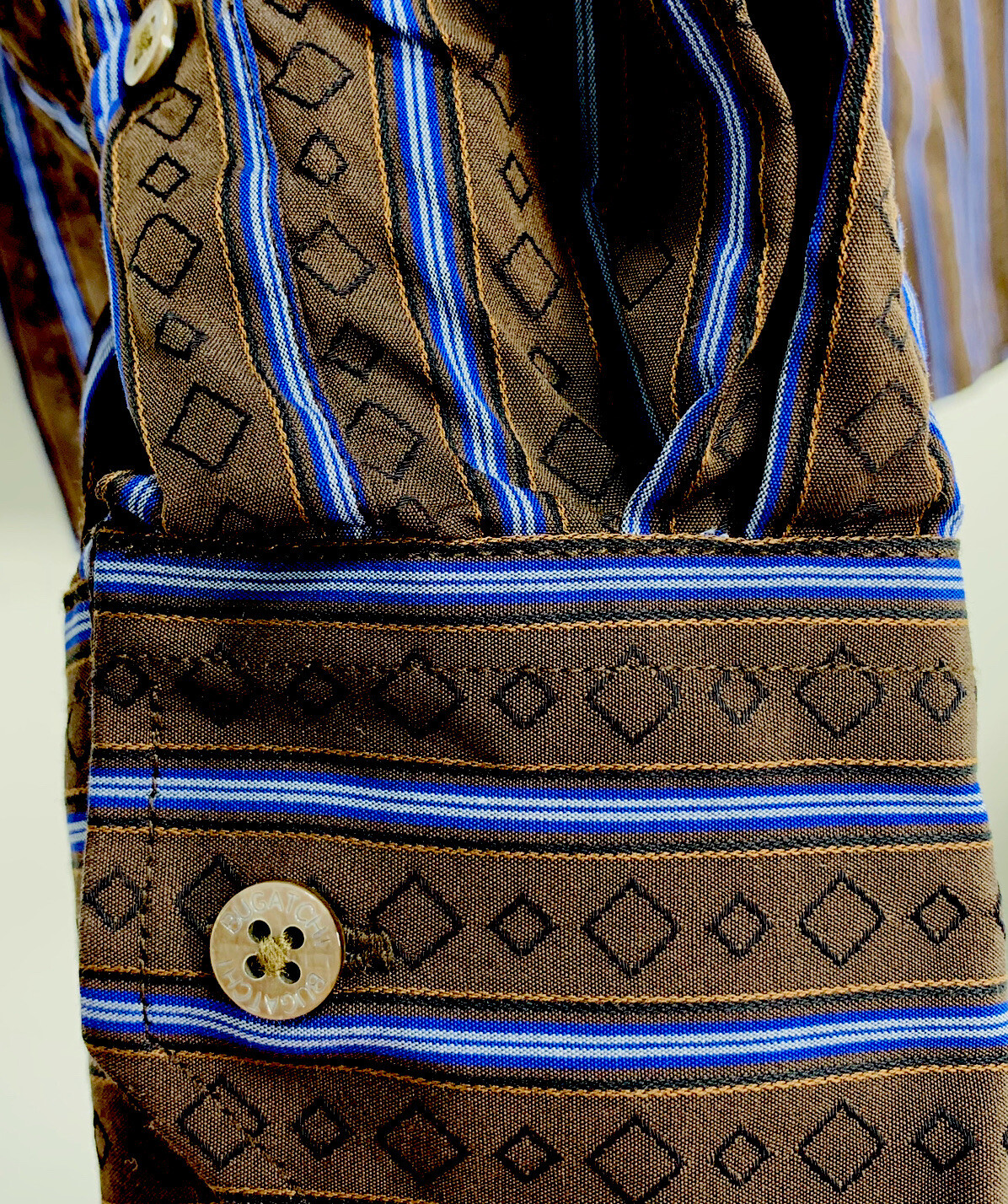 Mens Rare Pattern Bugatchi Uomo Designer Striped … - image 4