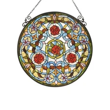 Handcrafted  Stained glass Tiffany Style Window Panel 24" Wide