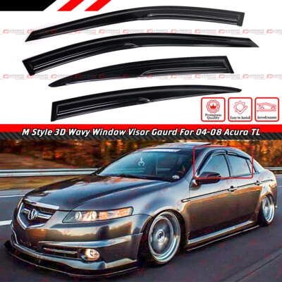 FOR 2004-2008 ACURA TL JDM MUG STYLE 3D WAVY WINDOW VISOR RAIN GUARD DEFLECTOR - Bild 1 von 4