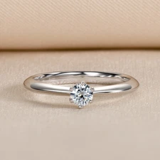 0.3ct Moissanite Solitaire 925 Sterling Silver Engagement Ring Size 3-12 SS0430