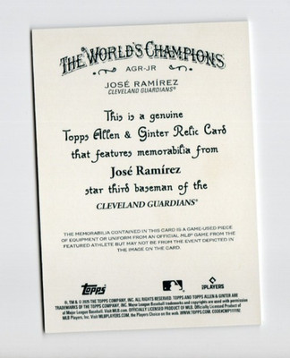 Allen & Ginter 2025 Topps Game-Used Relic Memorabilia Card AGR-JR Jose Ramirez