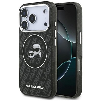 Hülle Karl Lagerfeld MagSafe iPhone 17 Pro Kunststoff schwarz Glitzer Logo