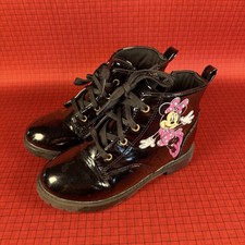 Disney Minnie Mouse Kids Combat Boots Size 11 Girls Black Laced Zippered