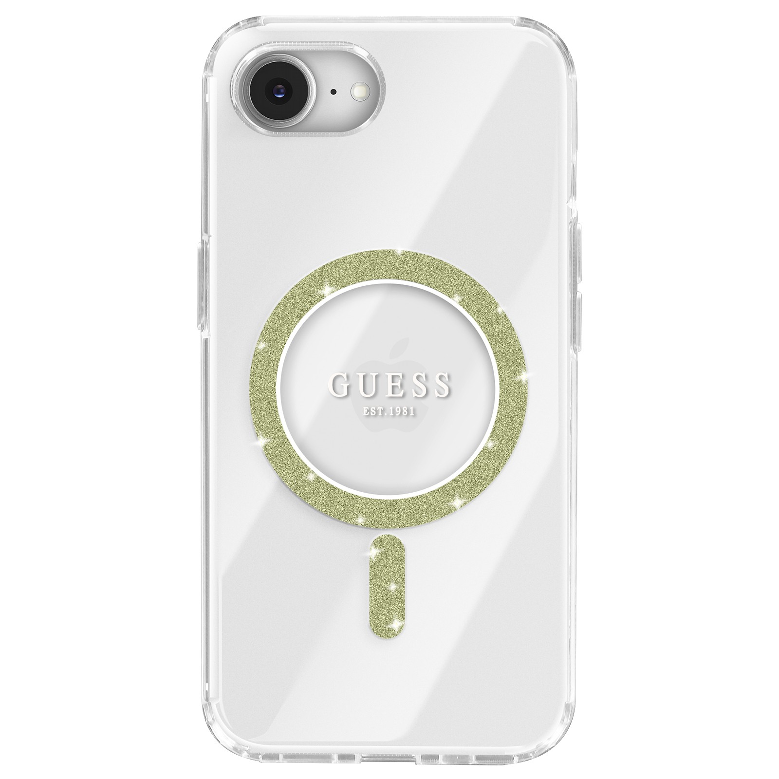 Coque Guess iPhone 17 Luxe IML Glitter Circle antichoc premium en polycarbonate