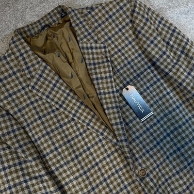 Nautica Branford Grey Check Sport Coat Blazer Modern Fit 48R NAF453 Mens New