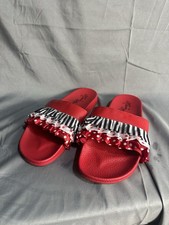 Disney Parks Minnie Mouse Slide Sandals Women 5-6 Red Polka Dot Ruffle