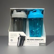 BlenderBottle Pro Series Shaker Cup Bottle 24OZ 2 Pack Leak Proof Blue  Grey