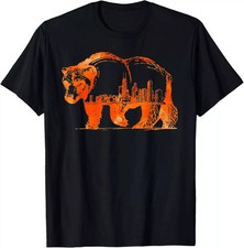 Walking Bear Silhouette Downtown Chicago City Skyline Gift T-Shirt.webp