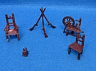 Marx vintage American Revolutionary war maroon swirled plastic furniture/acc X5