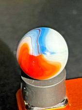 Vitro Agate Oxblood Tri-Lite Marble Blue Red .77" UV Mint-, SHO15