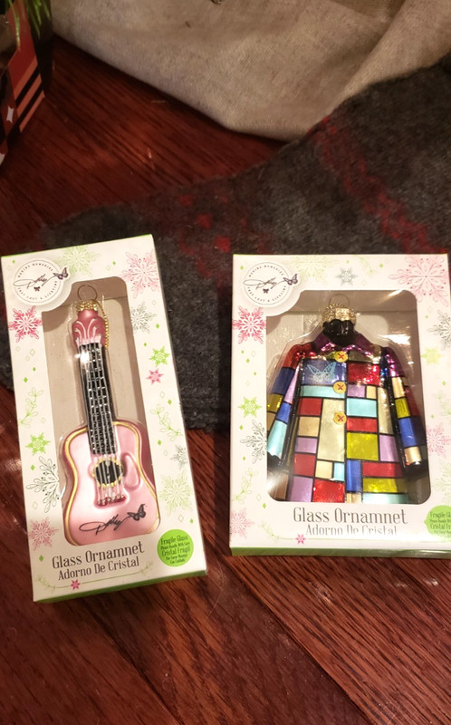 Dolly Parton Pink Guitar Christmas Glass Ornament Coat of many colors 2