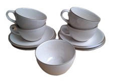 Kalahari Sands Gourmet's Pride Beige / Oatmeal 4 Cup & Saucer Set + Sugar Bowl 