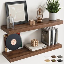 32 Inch Floating Shelves for Wall 2 Pack, 8"D Wood Grain Bathroom Shelves  I...