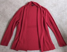 Eileen Fisher Women's 1x Red Knit Wool Open Front Cardigan C1