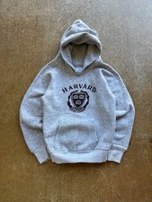 VTG 80s Champion Harvard University Hoodie Sweater Kids 10-12 USA Water Print