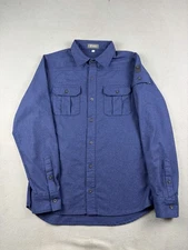 Ibex Shirt Men’s Medium Blue Merino Wool Blend Long Sleeve Button Up Hiking