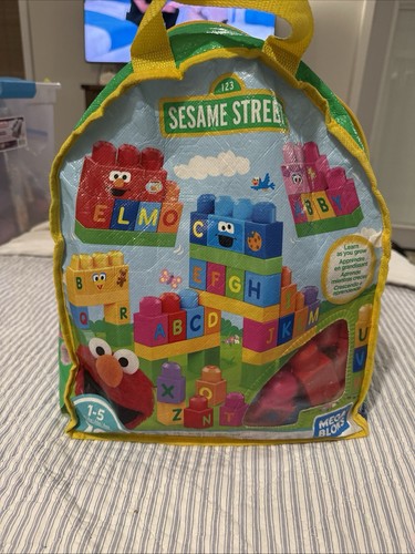 MEGA BLOKS SESAME STREET ABCs Learn As You Grow 99 Pieces w/ Carrying Bag