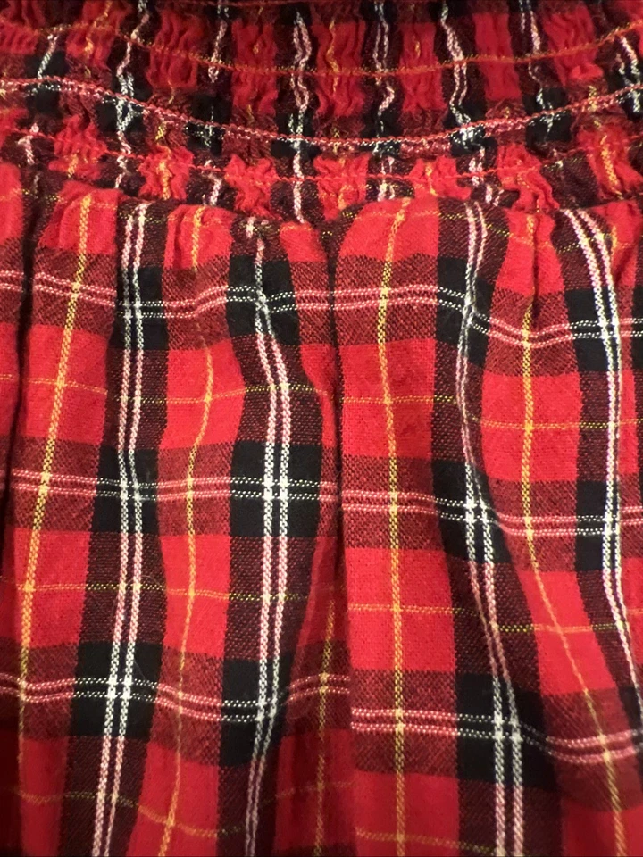 Vestido antiguo azul marino a cuadros rojo talla 6-7 para niña Foto 2 de 4