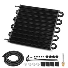 FILTERUP 10 Pass Aluminum Universal Transmission Oil Cooler Hose Kit Black