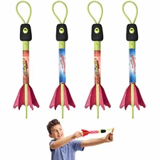 4 Led Rocket Slingshot Copter Foam Finger Toy Kids Game Launch Light Up Launch