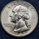 1945 D Washington Quarter 25c Silver BU UNC GEM Brilliant Uncirculated #97154