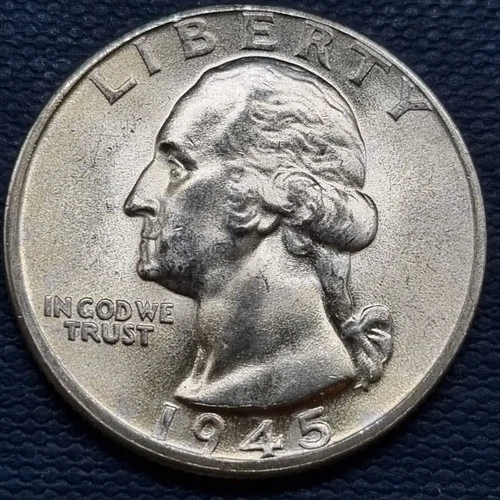 1945 D Washington Quarter 25c Silver BU UNC GEM Brilliant Uncirculated #97154