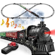 Train Set, Remote Control Train Toys with Luxury Track Glowing Passenger Ca...
