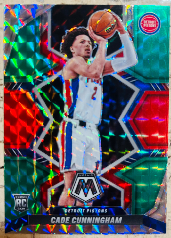 Cade Cunningham 2021-22 Panini Mosaic Green Red Reactive RC Pistons #203