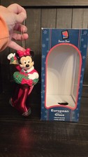 Santa's Best MINNIE Mouse In Stocking Christmas Ornament European Blown Glass