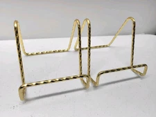 2 NEW Plate Display Stand Twisted Gold Metal Tabletop Easel 3" Tall Heavy Duty