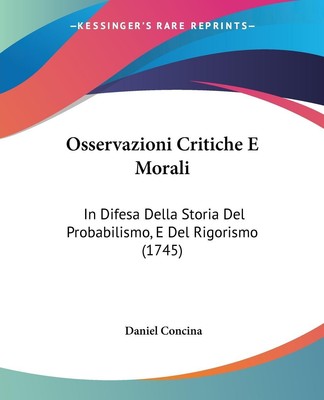 Osservazioni Critiche E Morali | Daniel Concina | Taschenbuch | Italienisch