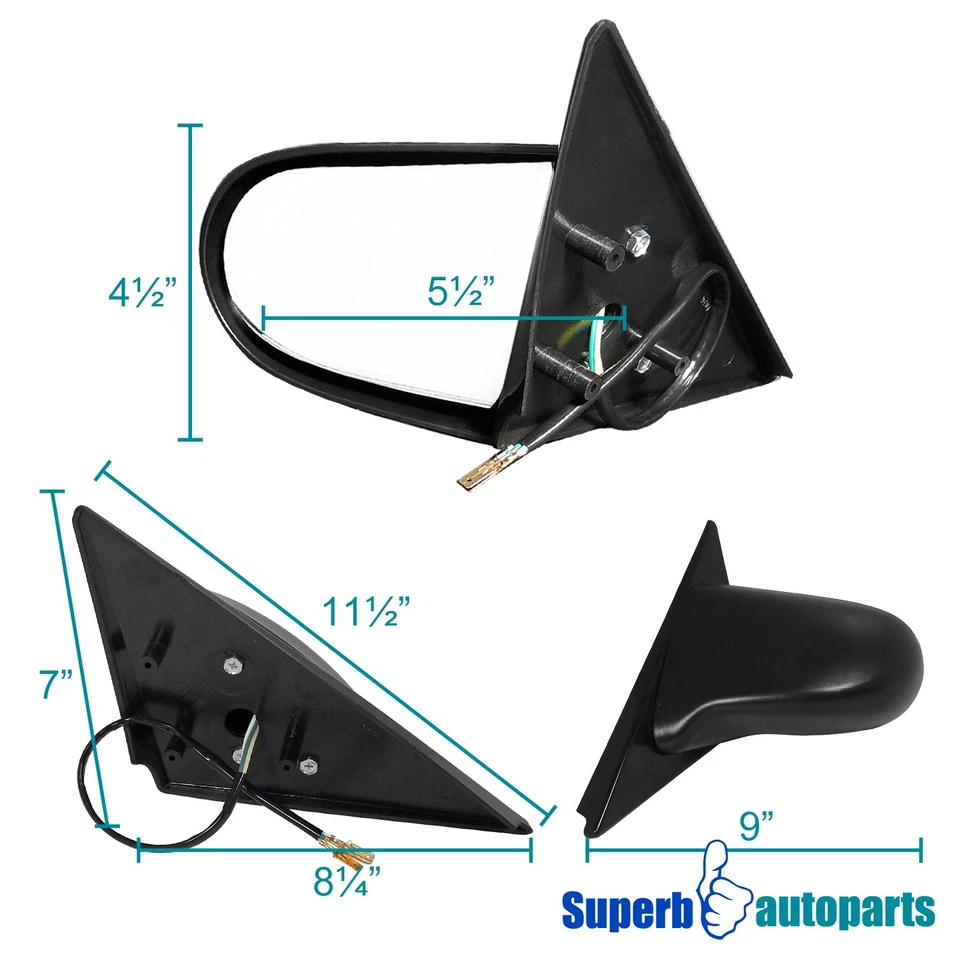 Fits 1994-2001 Acura Integra 2Dr Power Rear View Mirrors Pair - Image 4 of 4