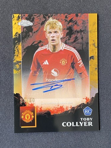 Toby Collyer 2024-25 Topps Chrome Deluxe Manchester United Gold Auto RC /50