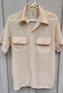  Vintage 1940's BEIGE Color Waffle Nylon Shirt Size medium, By Pilgrim