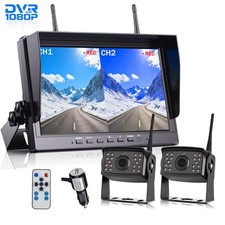 Wireless 10.1" QUAD Monitor DVR 2x AHD 1080P Backup camera for Truck RV Trailer