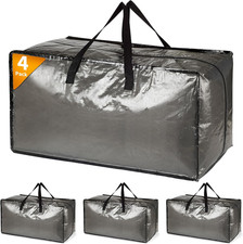 4 Pack Extra Large Heavy Duty Storage Boxes with Lids for Moving House, Big Fold