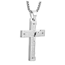 Cross Pendant for Car Rear View Mirror Decor Hanging Ornament Stainless Silver