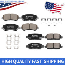 Front Rear Ceramic Brake Pads w/Hardware Kit for Nissan Sentra Maxima Juke