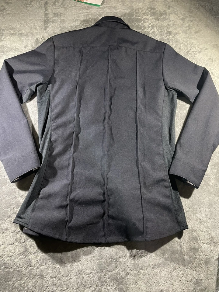 CAMISA AZUL MUJER 8436w MANGA CORTA RAYÓN SUPERCAMISA CREMALLERA NEGRA 34 REG Foto 4 de 4