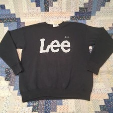 Vintage 90s Lee Heavy Weight Cotton Black Graphic Sweatshirt Size Large USA Made