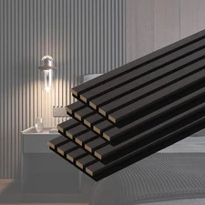 Wood Slat Acoustic Wall Panels, 4-Pack 94.5'' x 7.9'' 3D Fluted Sound 